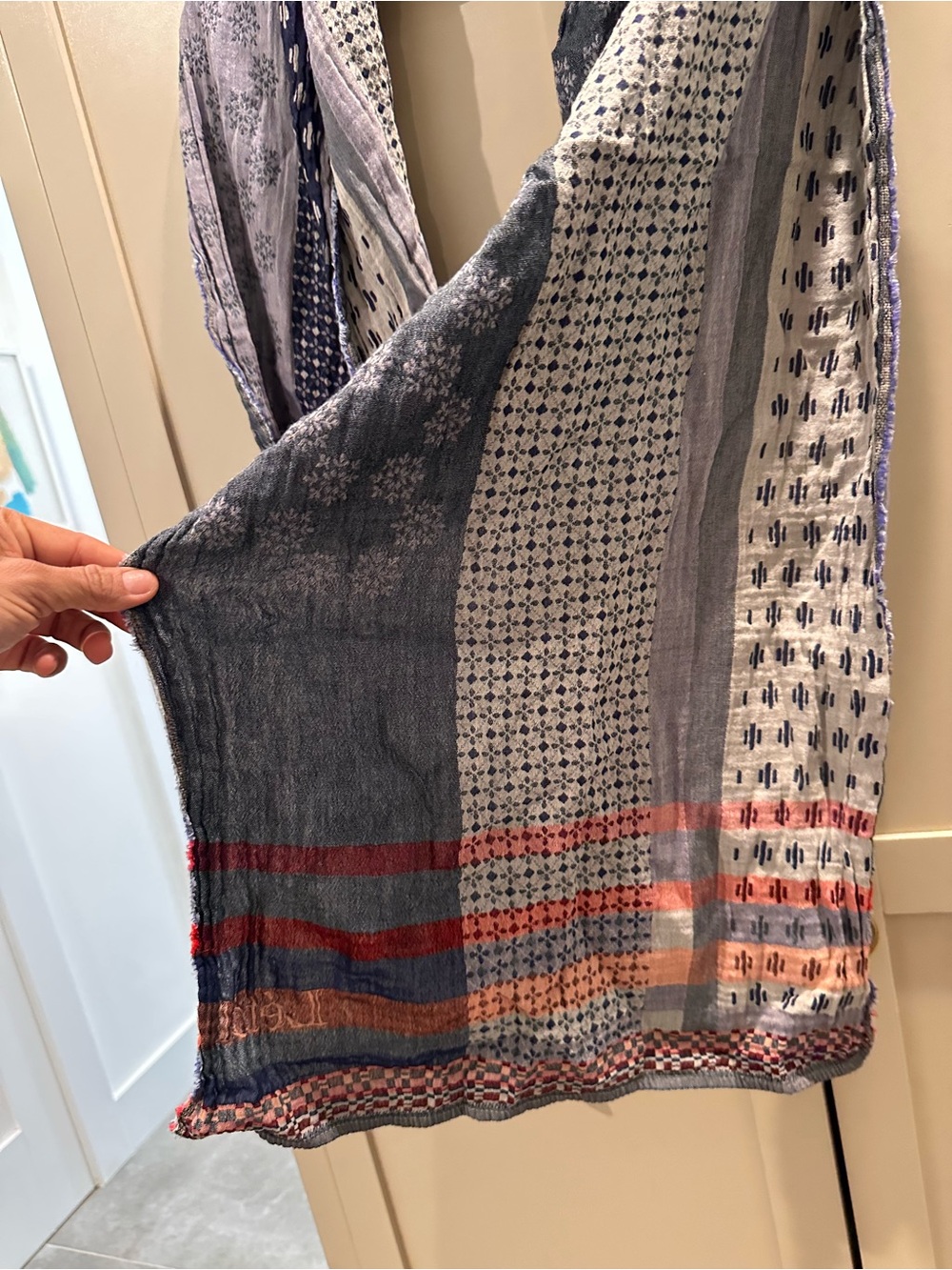 Daphne 3 Bleu - Létol Organic Cotton Scarf, - Picture 2 of 8